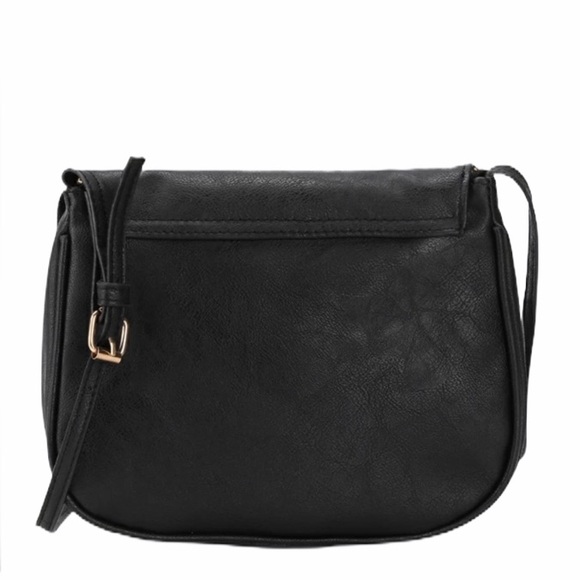Black double tassel flap adjustable crossbody bag - Picture 2 of 6
